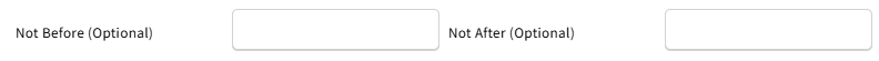 Screenshot showing the Not Before and Not After fields in the Appointment Scheduler setup modal