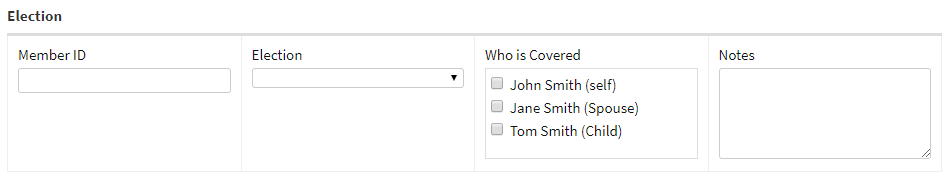 Screenshot showing the election section on an Individual Policy