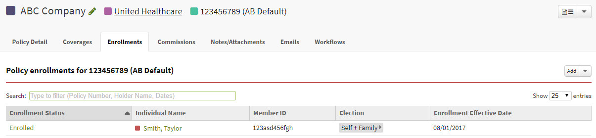 Screenshot showing where enrollments can be found on a group policy