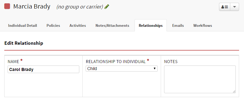 Screenshot showing how to switch a relationship