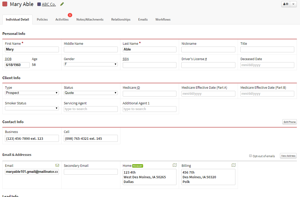 Screenshot showing the Individual Detail tab after the update