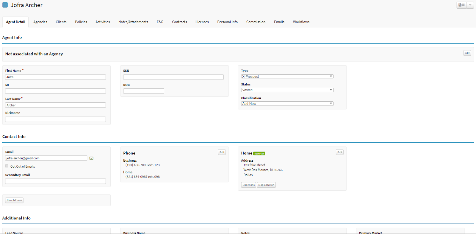 Screenshot showing the Agent Detail tab before the update