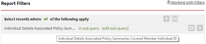 Screenshot showing how to add a subquery filter