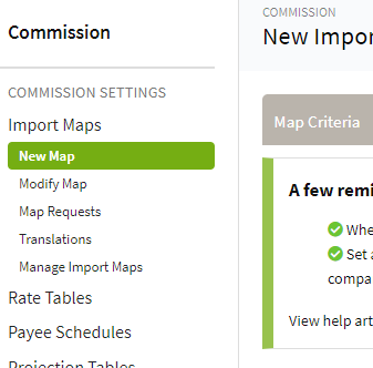 Screenshot showing the Commission Settings menu after the update