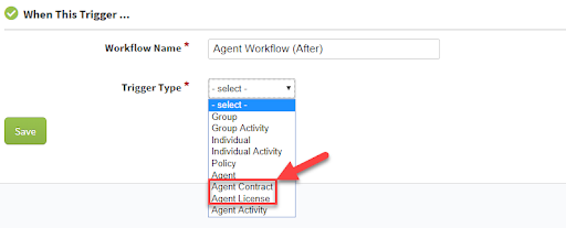 Screenshot showing workflow trigger types after the update