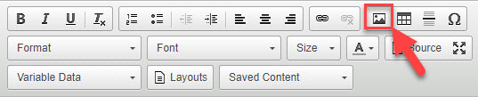 Screenshot showing how to choose an image in the email editor