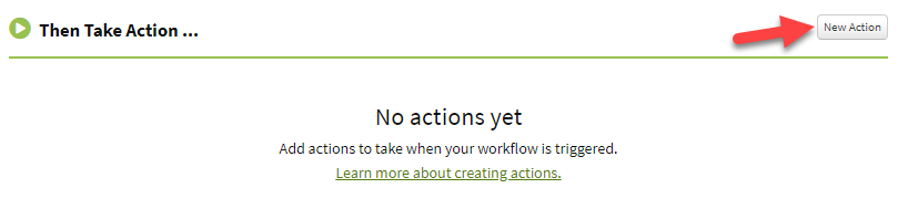Screenshot showing a button for adding actions to a workflow