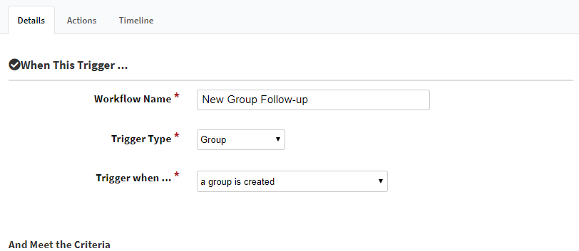 Screenshot showing a workflow's trigger details