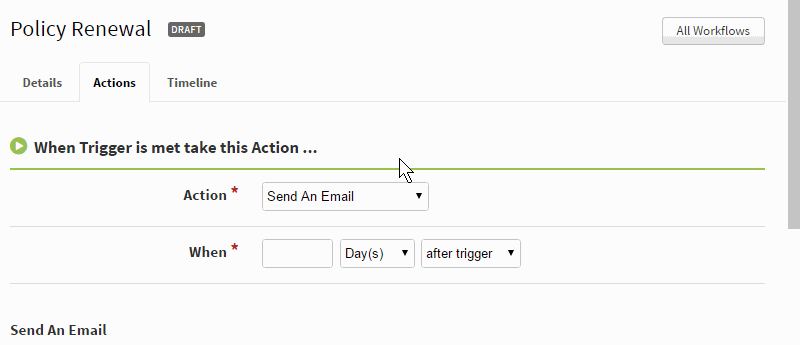 Animated image showing how to set an action's timing