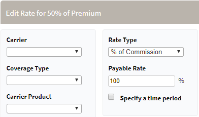 Screenshot showing how to edit rate table settings