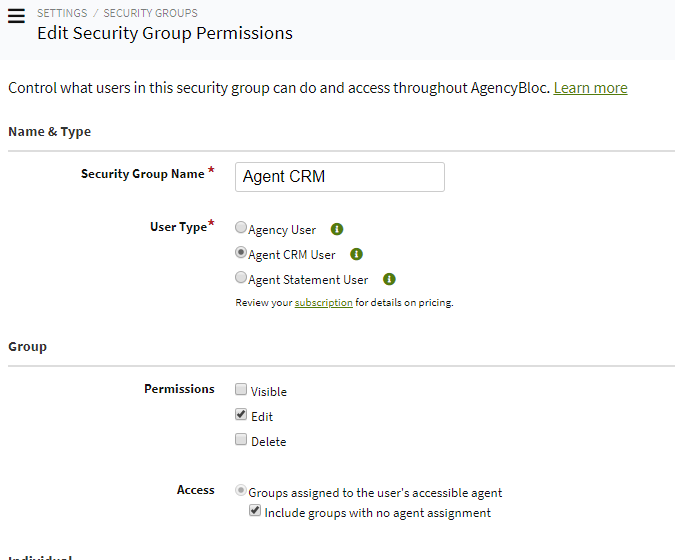 Screenshot showing the Security Groups page after being updated
