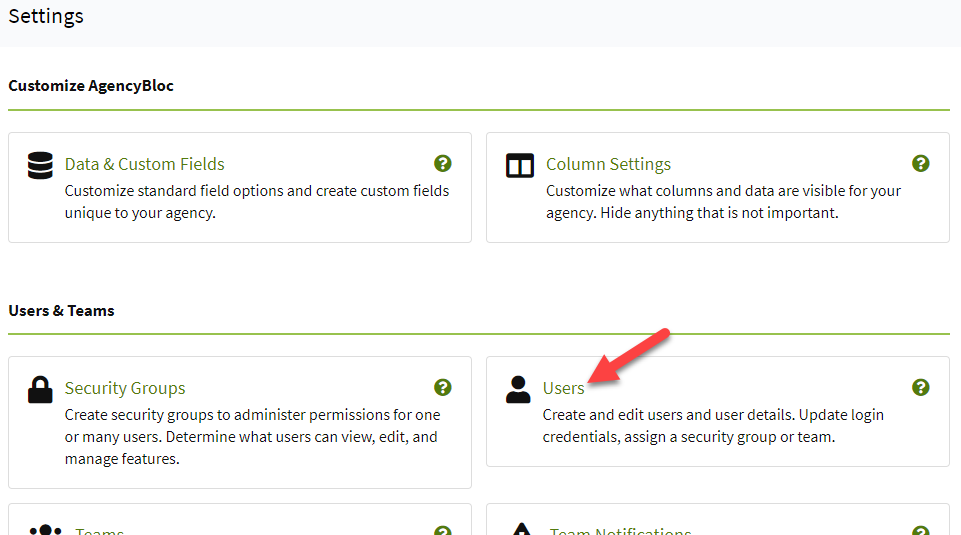 Screenshot showing where to access User settings