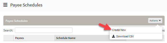 Screenshot showing how to create a new payee schedule