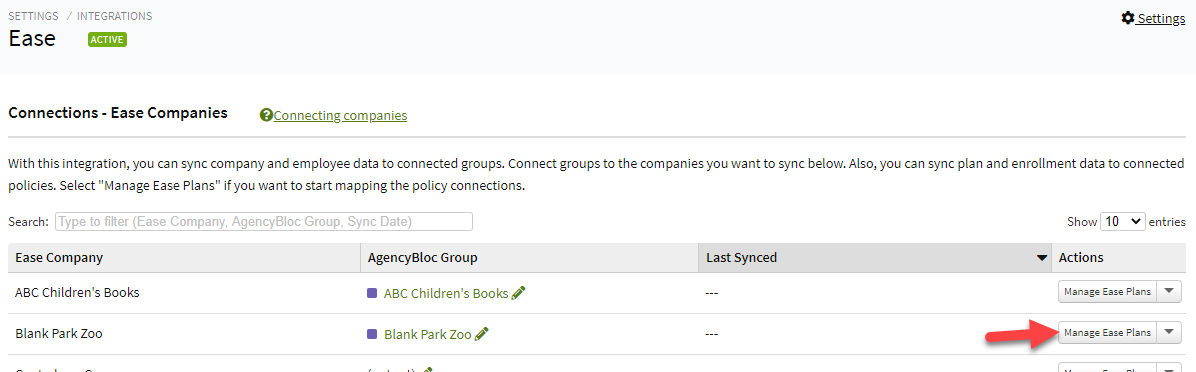 Screenshot showing how to access Ease plans