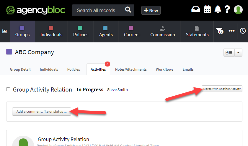 Screenshot showing what the Activity Detail screen looked like before the update