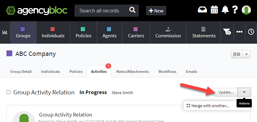 Screenshot showing what the Activity Detail screen looked like after the update