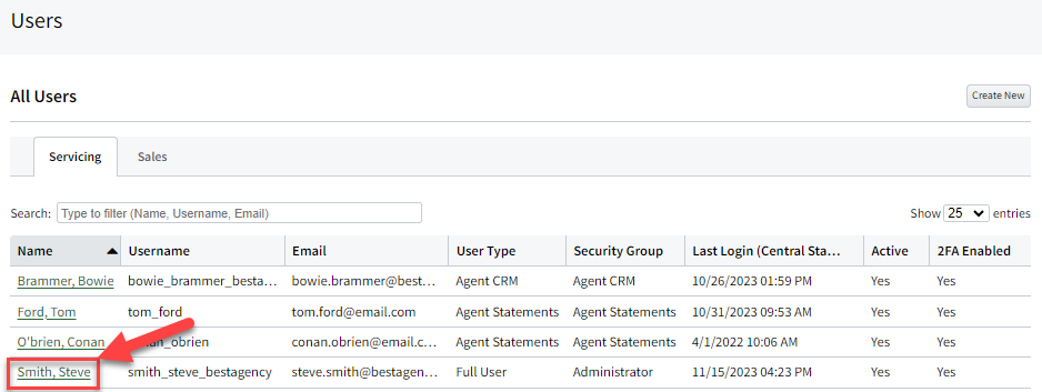 Screenshot showing a user in User Settings