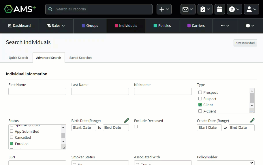 Animated image showing how to save and reuse an Advanced Search