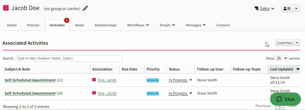 Animated image showing how to mass update Activity status
