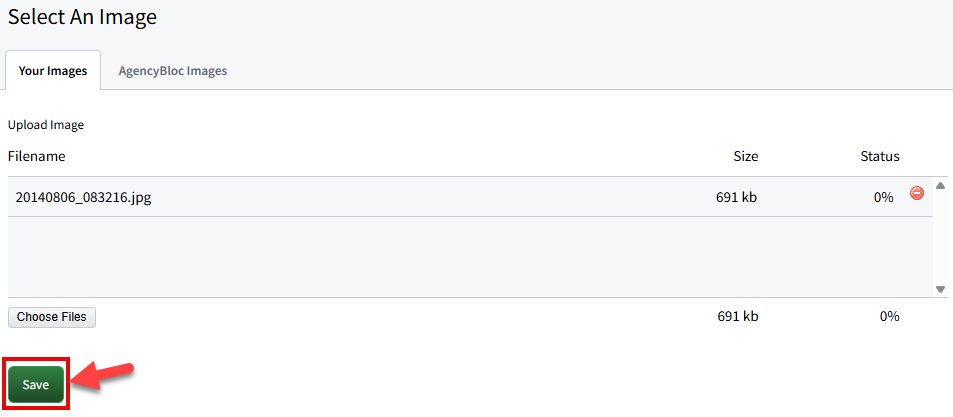 Screenshot emphasizing the Save button