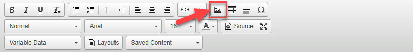 Screenshot highlighting the image button in the editing toolbar