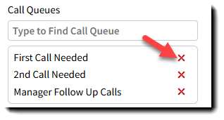 Screenshot showing how to remove a Sales Record from a call queue