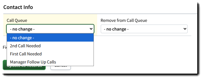 Screenshot showing how to select a call queue for the selected Individual Records to mass update
