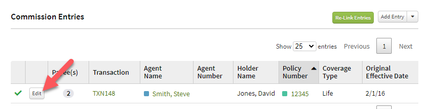 Screenshot showing the Edit button next to an entry