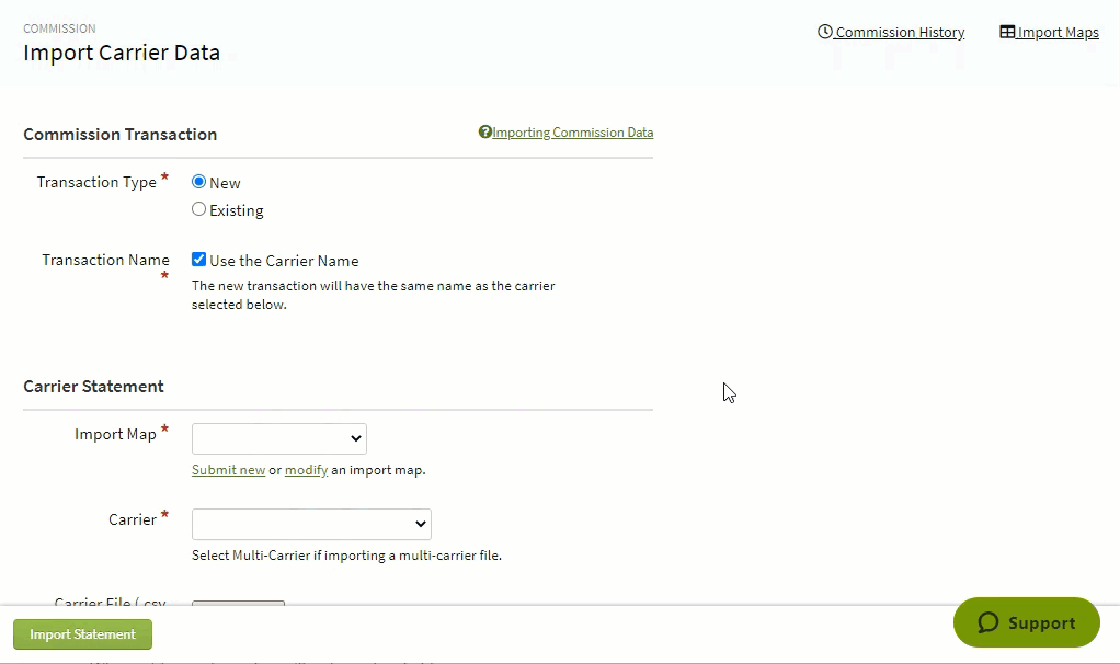 Animated image showing the deposits during a carrier statement import