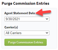 Screenshot showing the step to select an Agent Statement Date