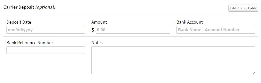 Screenshot showing the option to add a deposit to the new Transaction during the import process