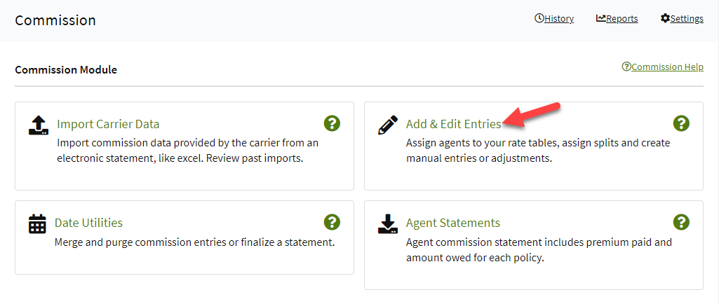 Screenshot showing how to navigate to the Add & Edit Entries page