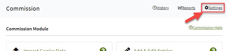 Screenshot showing how to access the Commission Settings in the new location