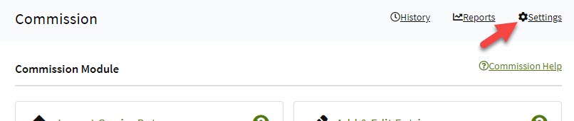 Screenshot showing the path to get to Commission Settings