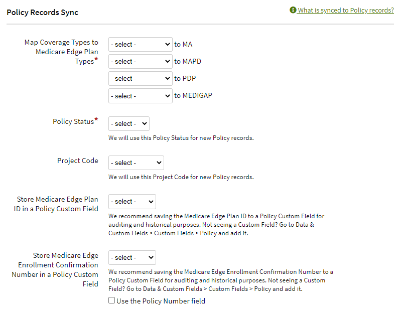 Screenshot showing the Policy Sync settings