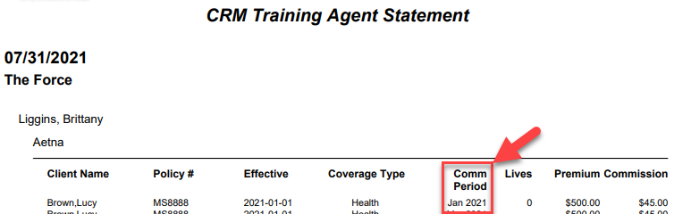 Screenshot showing the renamed Comm Period column after the update