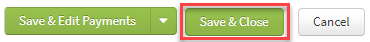Screenshot showing the save and close button