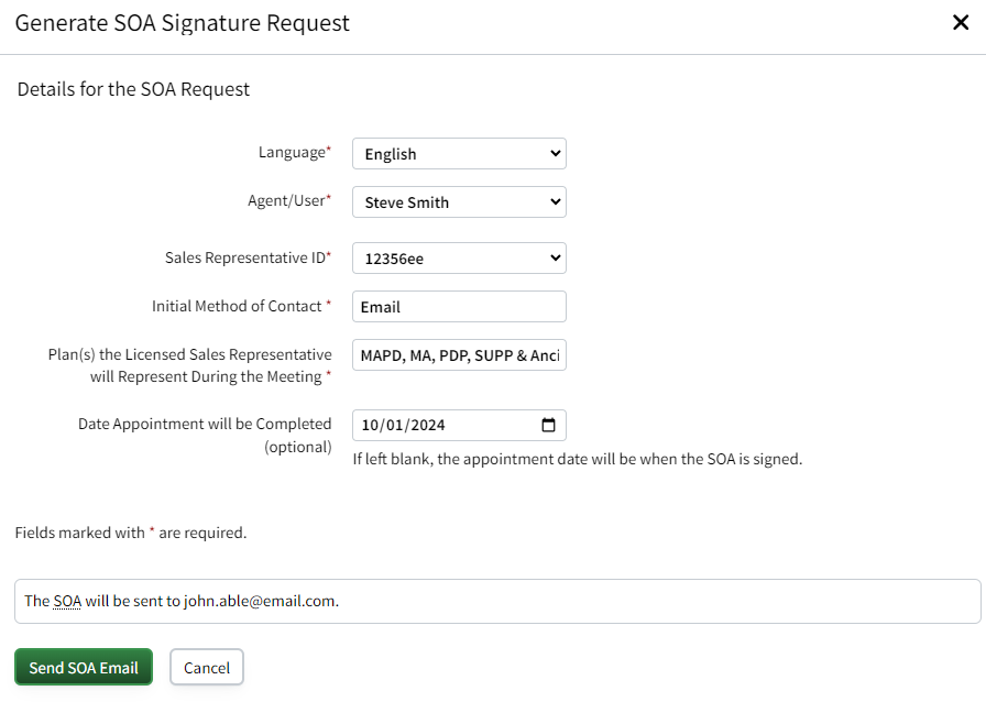 Screenshot showing the Scope of Appointments modal
