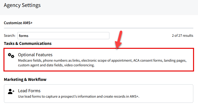 Screenshot showing how to navigate to the ACA Consent Form settings