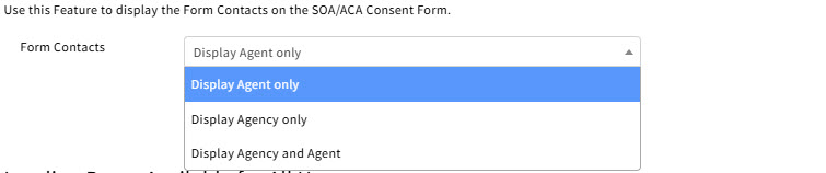 Screenshot highlighting the form contacts for the ACA Consent and Attestation Forms
