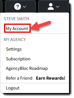 Screenshot showing how to navigate to My Account settings