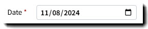 Screenshot showing the Date field