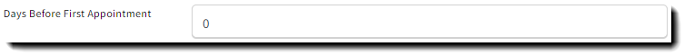 Screenshot showing the number of days before the appointment for the scheduler