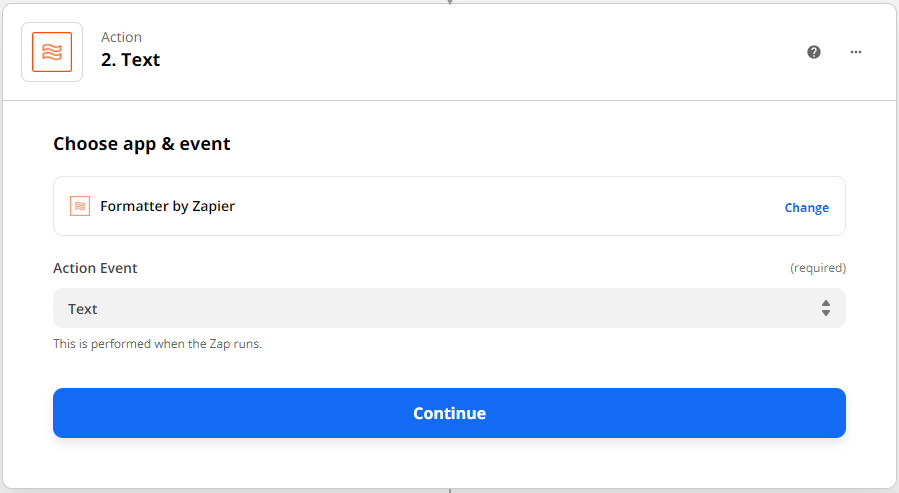 Screenshot showing Zapier's Formatter in a Zap