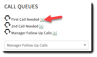 Screenshot showing how to remove a call queue from a Sales Record