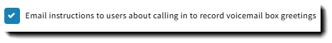 Screenshot showing how to email users instructions for recording voicemail greetings