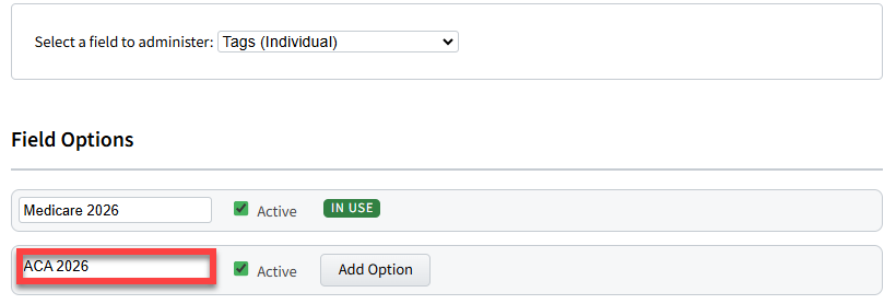 Screenshot showing how to add a new Individual Tag in Data Administration
