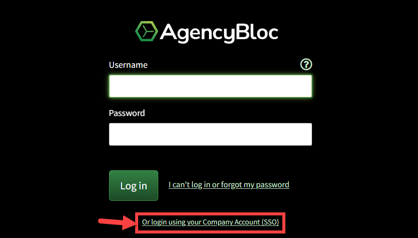 Screenshot showing how toi log in using your Company Account (SSO)