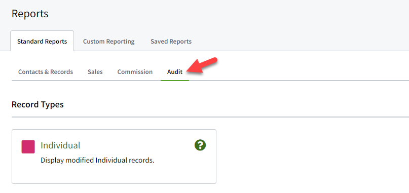 Screenshot showing how to get to the new Individual Audit Report