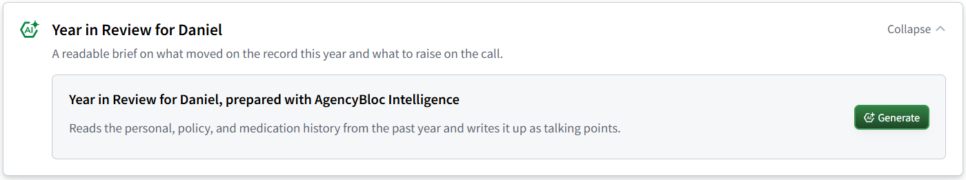 Screenshot showing the Year in Review card
